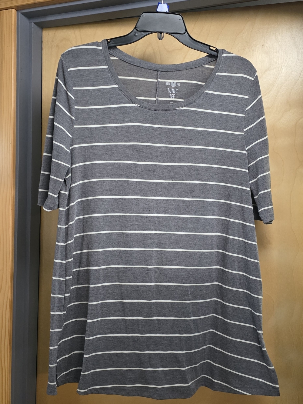 SO Gray and White Striped Tunic Tee